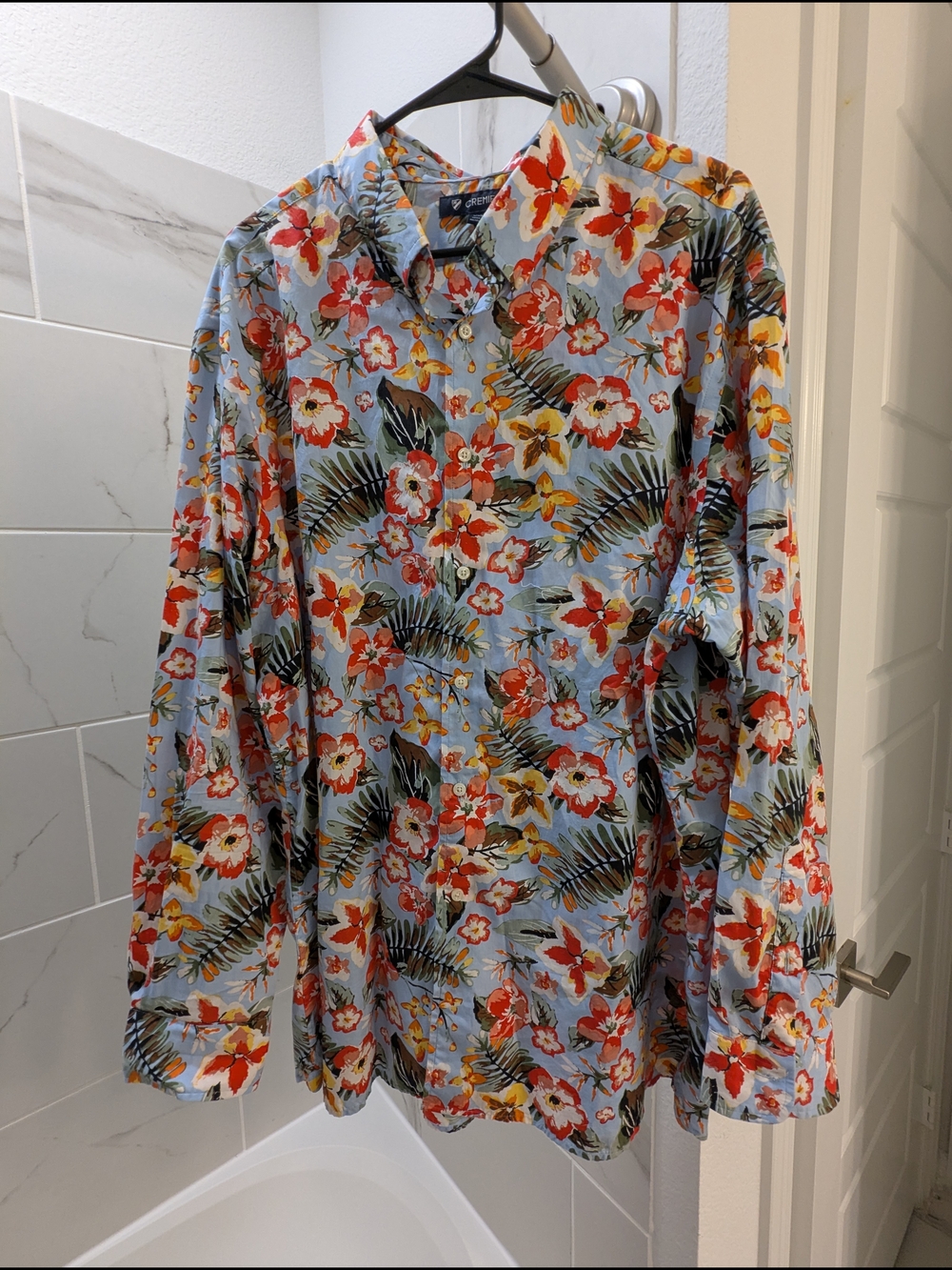Daniel Cremieux Light Blue Floral Button-Down Shirt XXL